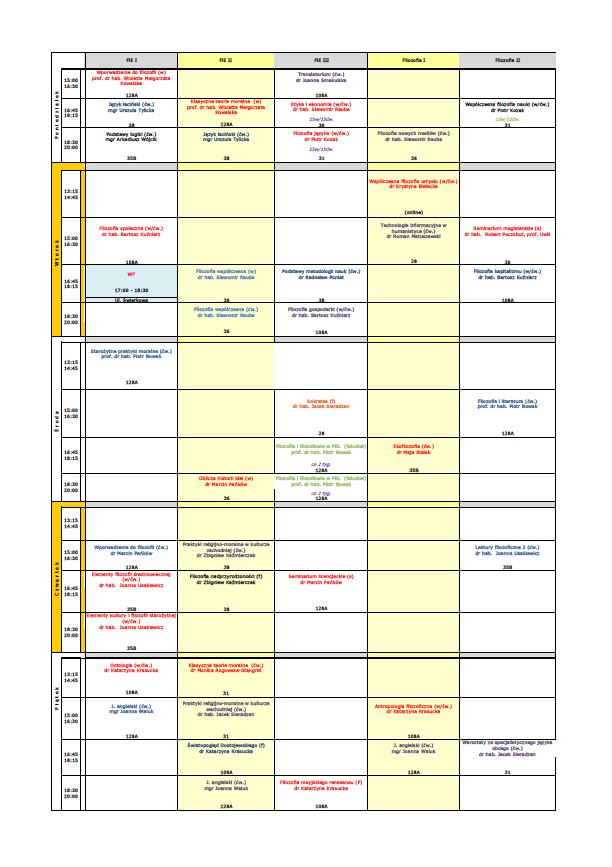 Rozkład zajęć 22 23 semestr zimowy